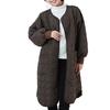 Nishiki Women's Warm Winter Smock Apron with Fluffy Boa Lining, Fleece Lining, Ribbed Sleeves, Pockets, and Sleeves (Charcoal: 2/ML/gbs002)