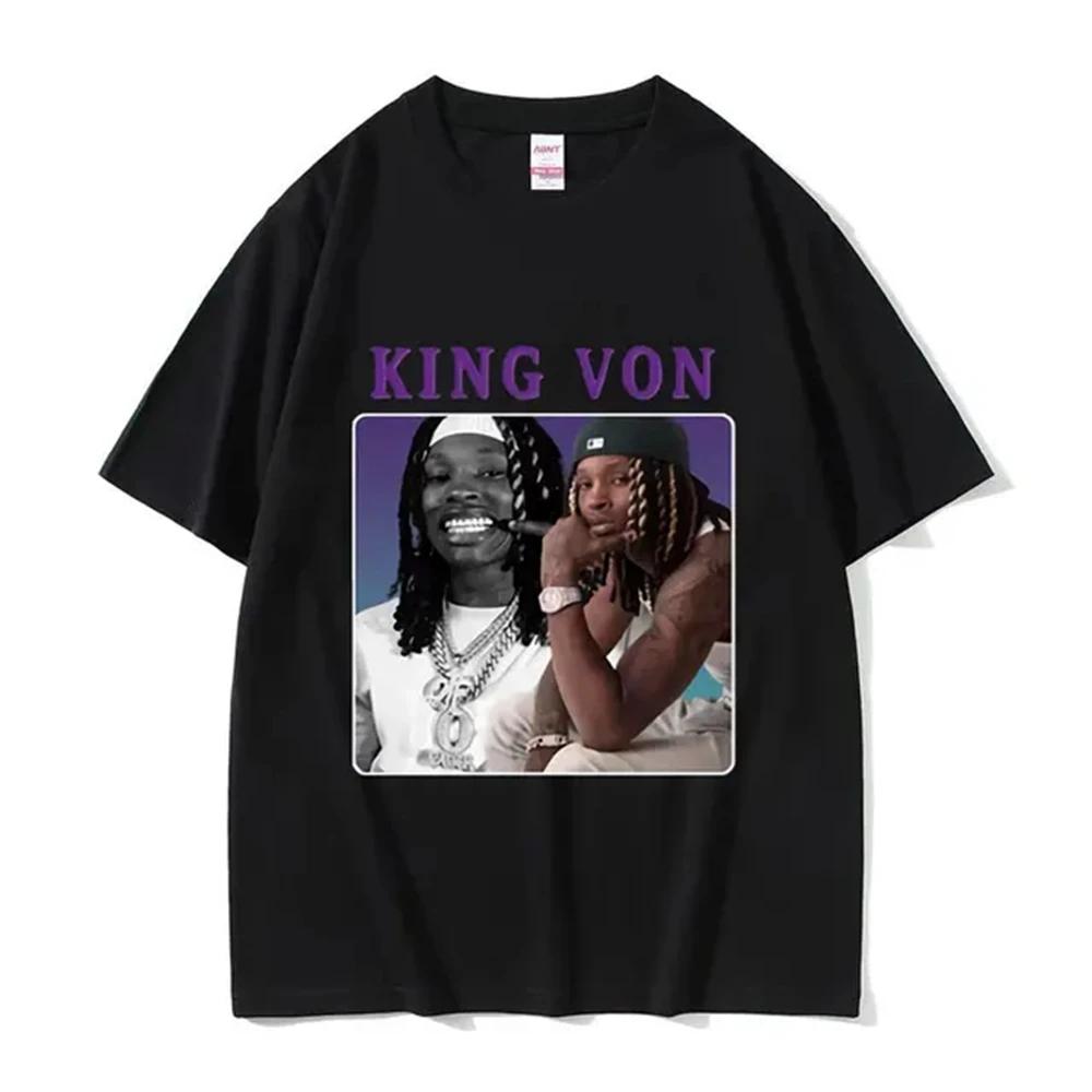 Rapper K-King Von Graphic T Shirt Men's Hip Hop Gothic Fashion Short Sleeve T-shirts Oversized T-shirt Streetwear 80312