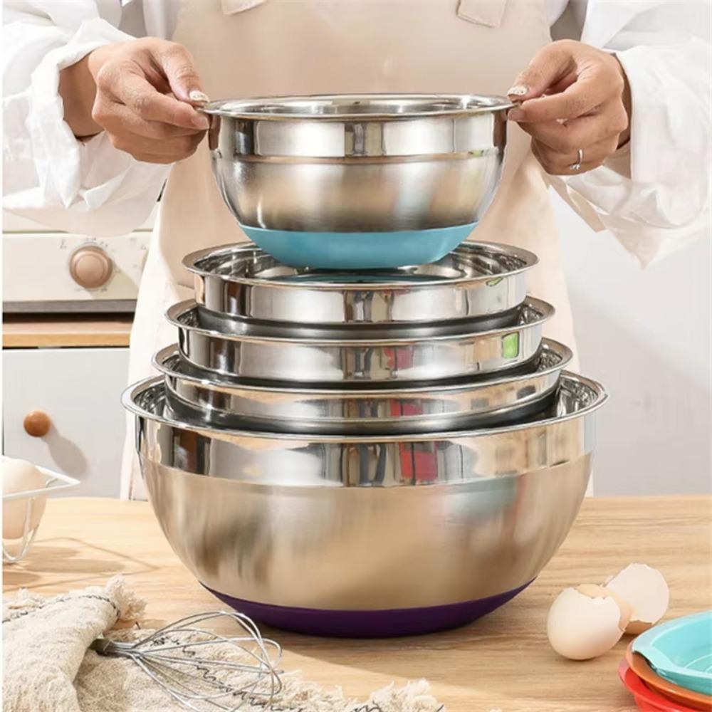 Airtight Lids Salad Bowls Stainless Steel Storage Bowls New Egg Mixing Bowl