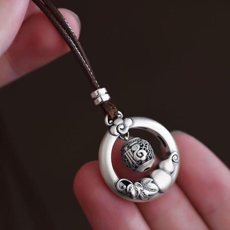 

Necklace Peace Buckle Men s and Women s Trendy Retro Blessing Pendant 50CM(Necklace Size) срібний