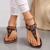 Women's Beaded Ethnic Style Clip-foot Herring-shaped Flat Sandals Flat-heeled Women's Shoes