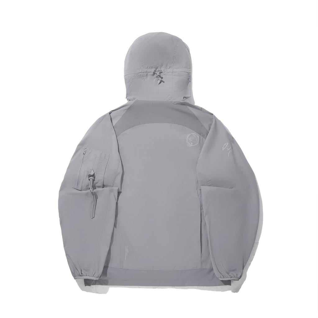 Li Ning Trench Coats Men's Silver Gray Hooded Moderate AFDVF71-1