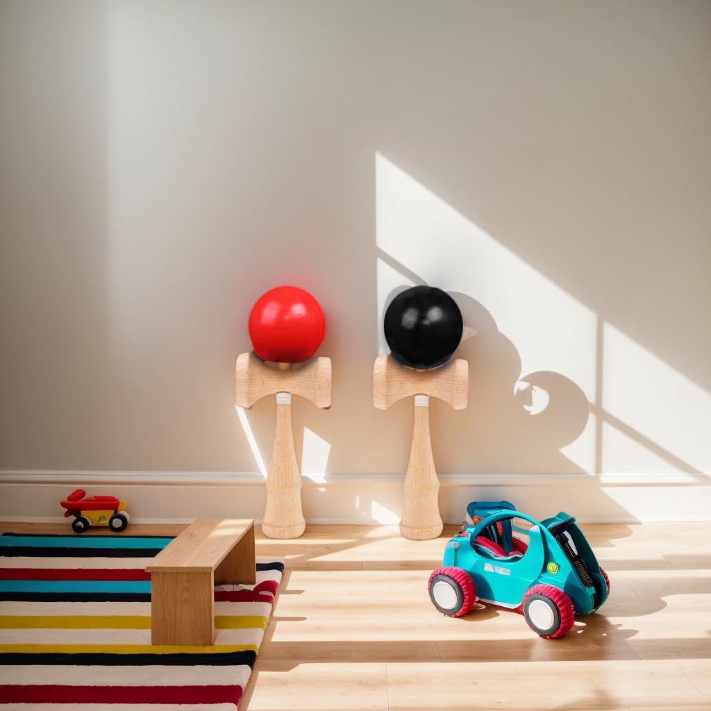 Set of 2 Wooden Kendama for Kendama and Kendama and Kendamas, Classes, Practice, Competitions, Children's (Red Black)