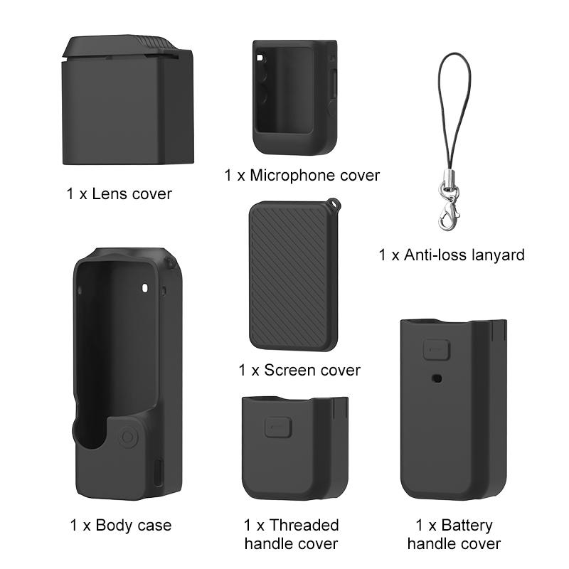 PULUZ 6 in 1 Silicone Protective Case For DJI OSMO Pocket 3 Body Lens Handle Screen Mic Anti-bump Cover Camera Shell Accessories