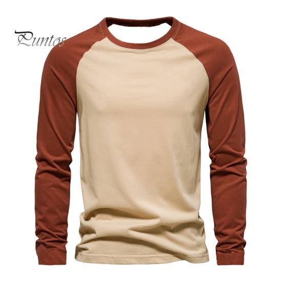 

Осень-зима мужской топ-топ облегающий лоскутный свитер с круглым вырезом, эластичный, с длинными рукавами, средней длины, для фитнеса, повседневная одежда, рубашка XXL коричневый