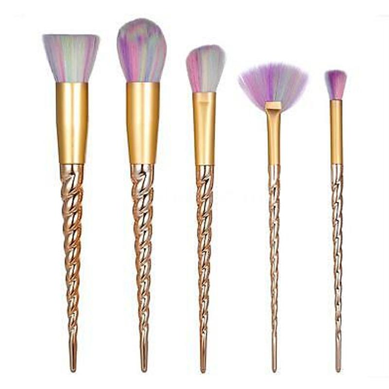 

Набор из 10 женских кистей для макияжа «Единорог» с резьбой, контурная кисть, кисть для теней, кисть для пудры 5pcs gold