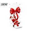 Reusable Christmas Decals Static Glass Sticker, Theme Bow Pattern Print, Removable Indoor Holiday Ornaments Electrostatic PVC Film for Home And Store