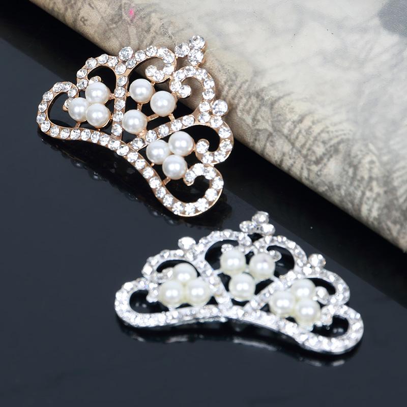 

Engood 60Pcs Rhinestone Pearl Crown Buttons Buckles Sewing Trim & Embellishments Craft Wedding Clothes or DIY Hair Accessories