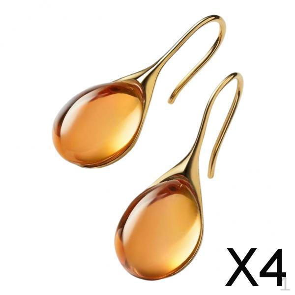 

4x Серьги-капли с натуральным камнем для женщин, ювелирные украшения для свадьбы, янтарь