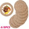 6/8PCS Handmade Natural Woven Round Placemat Set Durable Heat Resistant 30cm Table Mats for Dining Room Party Wedding Home Decor