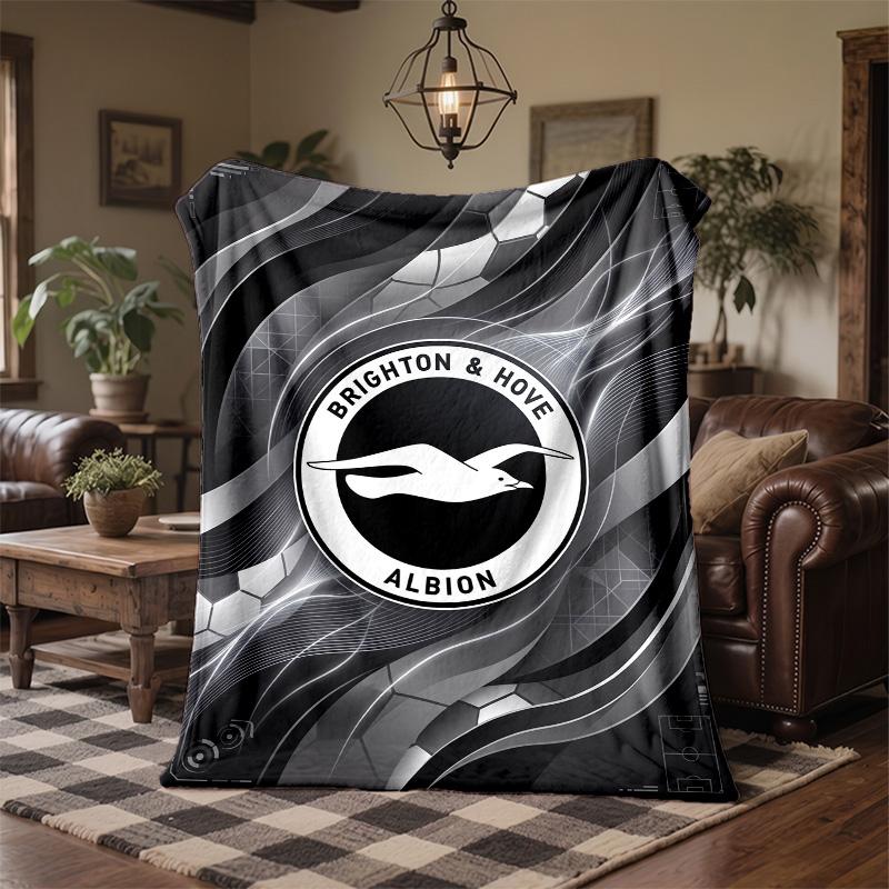 Brighton & Hove Albion Football Print Flannel Blanket Soft Warm Sofa Bed Throw Blanket For Home Office Bedroom