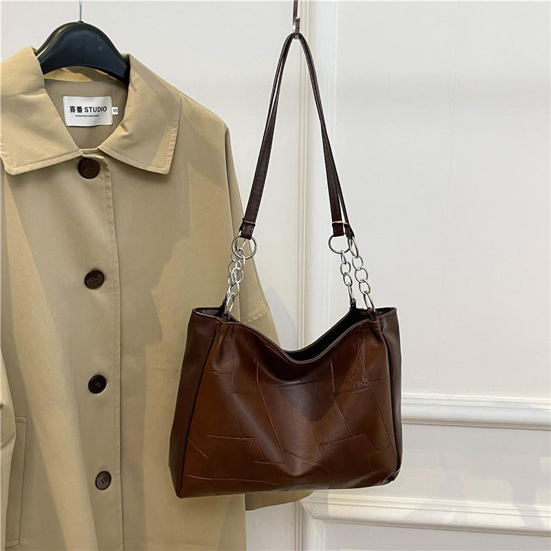 Commuter Large Capacity Solid Color Trend Korean Style Fashionable Personalized Casual New One-shoulder Crossbody Tote Bag for Women