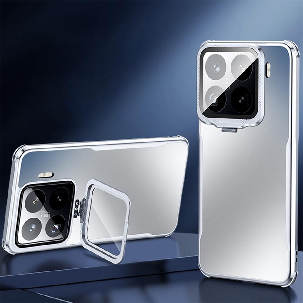 

For Xiaomi 15 Pro Phone Case Shockproof TPU PC Back Cover with Lens Kickstand Grey