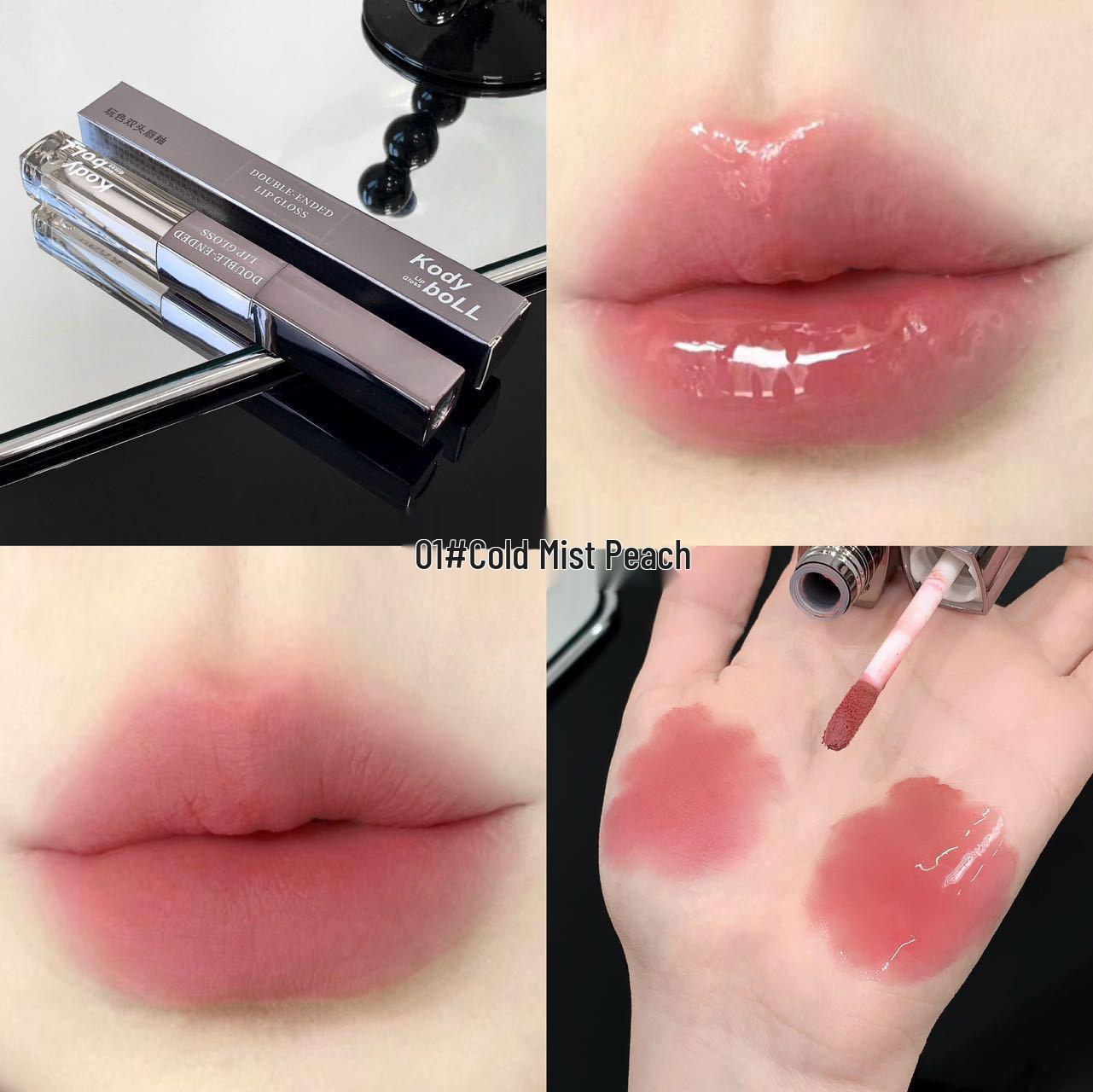 

KodyboLL Dual-Ended Matte Lip Glaze: Fade Lines, Watery Mirror Finish, Soft Focus Film-Forming Lipstick. 2g+2g