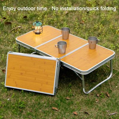 Outdoor Picnic Folding Table Lightweight Heavy Duty Aluminum Frame Bamboo
