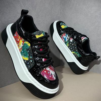 Mode Trendige Neue Designer Herren Strass Ethnisches Muster Freizeitschuhe Männlich Kleid Party Walking Sneakers Zapatos Hombre