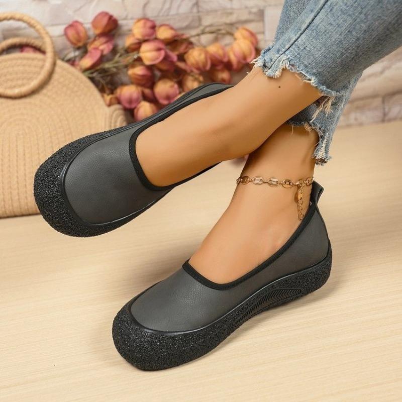 

Модная Ретро Обувь-Слипоны на Плоской Подошве Осенняя Новинка Круглый Носок Мелкий Вырез Мягкие Боковины Удобная Легкая Мягкая Подошва Обувь с Низким Верхом 42 серый