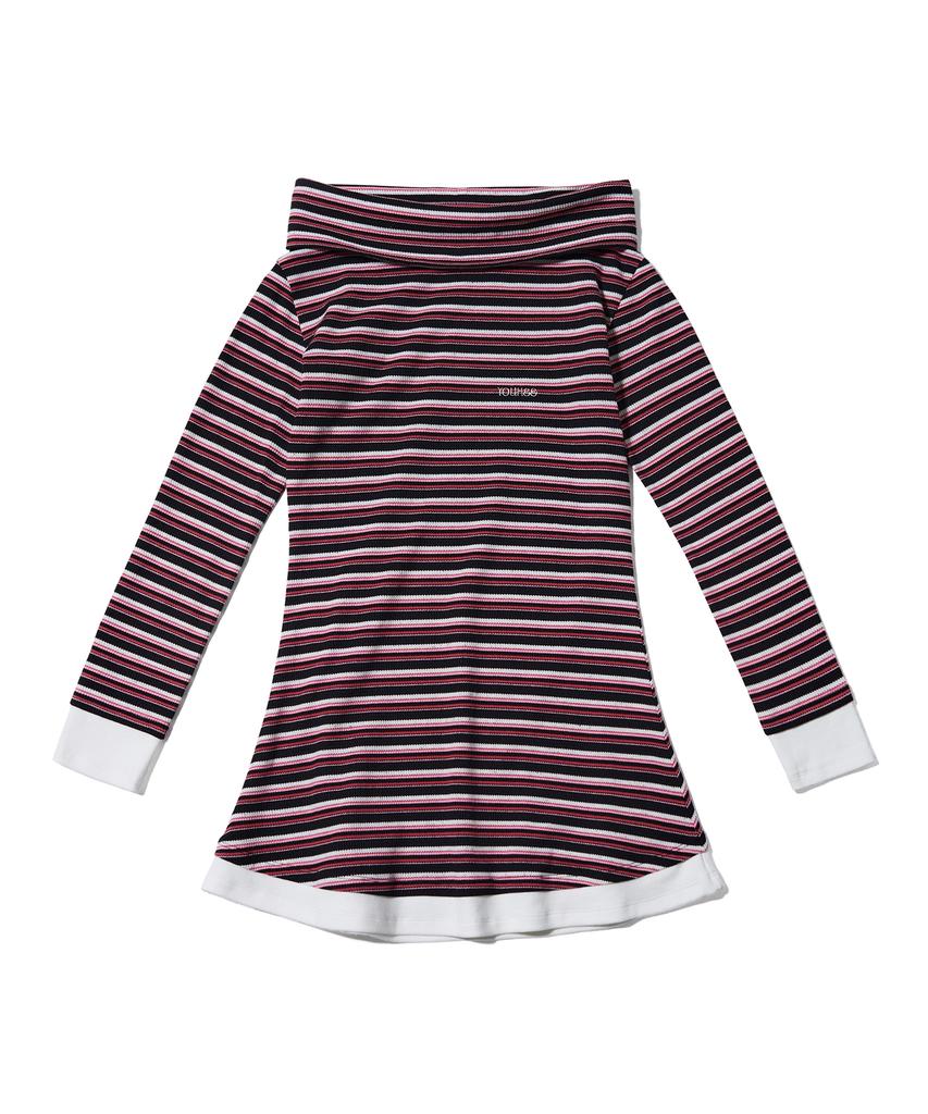 Yuhee Stripe Off-Shoulder Dress Pink