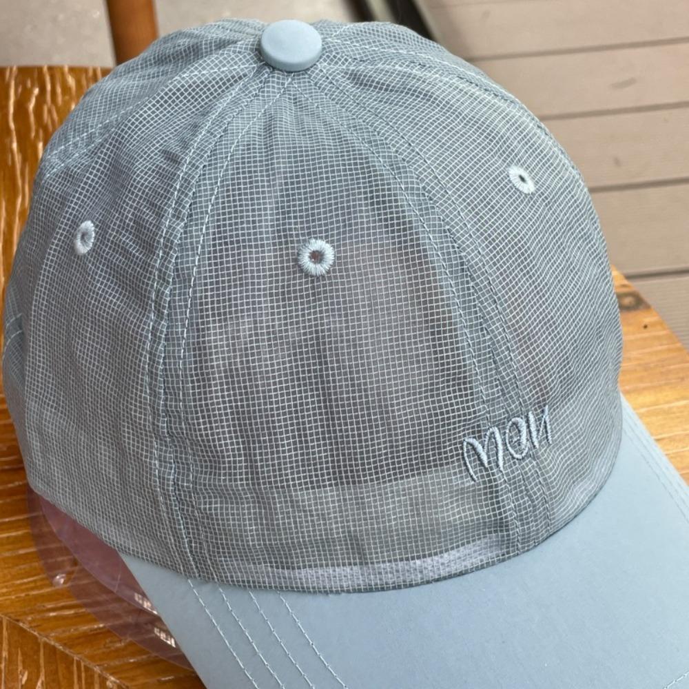 Short Brim Baseball Cap Letter Embroidery Two Tone Color Block Quick Dry Fabric Unisex Breathable Hat for Casual Running Sports