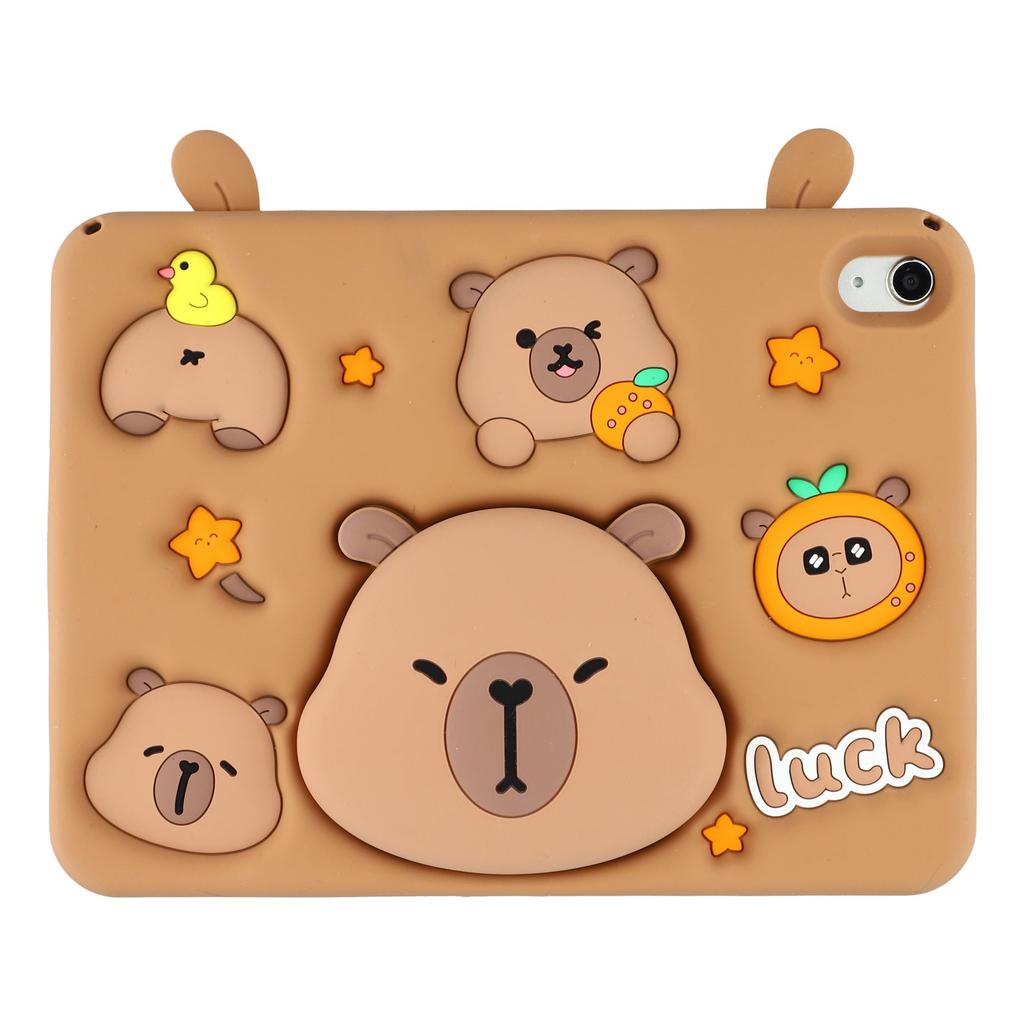 Για iPad (2025)/iPad 10.9 (2022) Θήκη Χαριτωμένη Σιλικόνης για Tablet με Αναδιπλούμενο Στήριγμα Αρκούδας/Λουράκι Ώμου