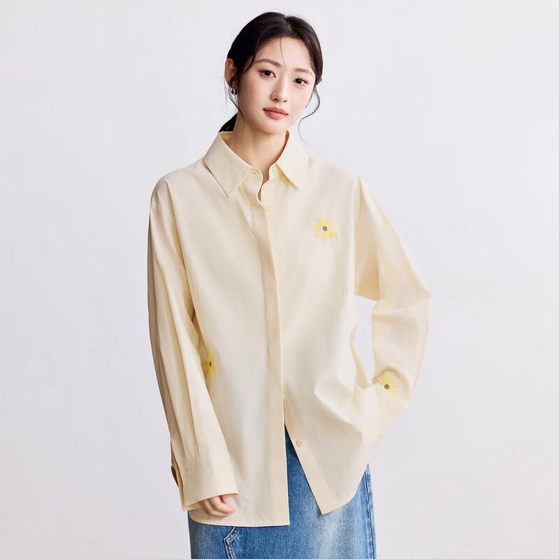 INMAN French Style Embroidered Cotton Long Sleeve Shirt M