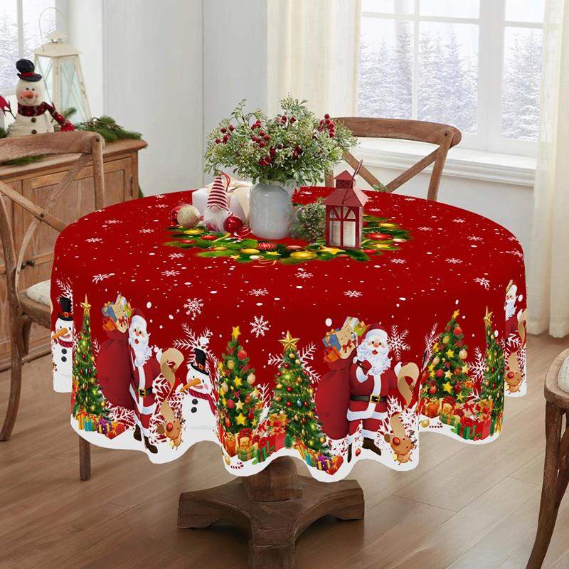Christmas Tablecloth Santa Snowman Table Cover Christmas Party Table Decorations for Home 2026 Navidad Notal Noel Xmas Ornaments