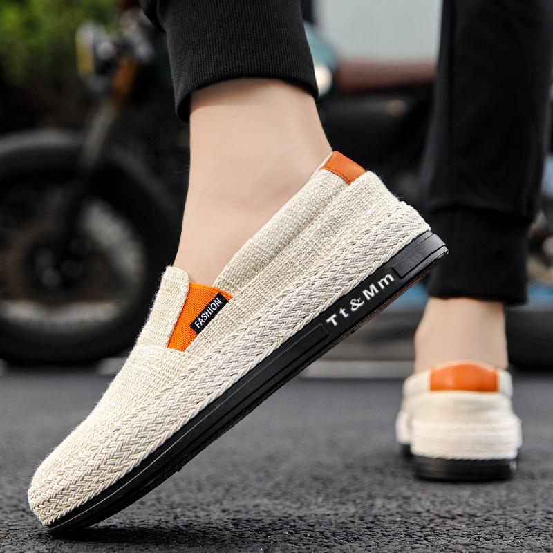 Hot Sale Men's Loafers Linen Breathable Casual Flats Shoes Men Espadrilles Slip-on Canvas Shoes Man Fisherman Driving Footwear