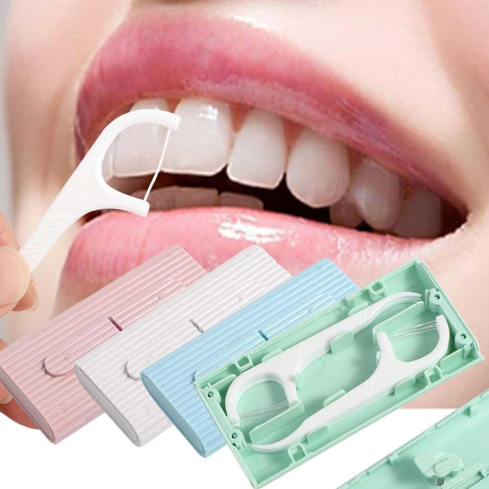 Care Oral Cleaning Teeth Flosser Stick Floss Pick Dispenser Automatic Case Teeth Floss Storage Box
