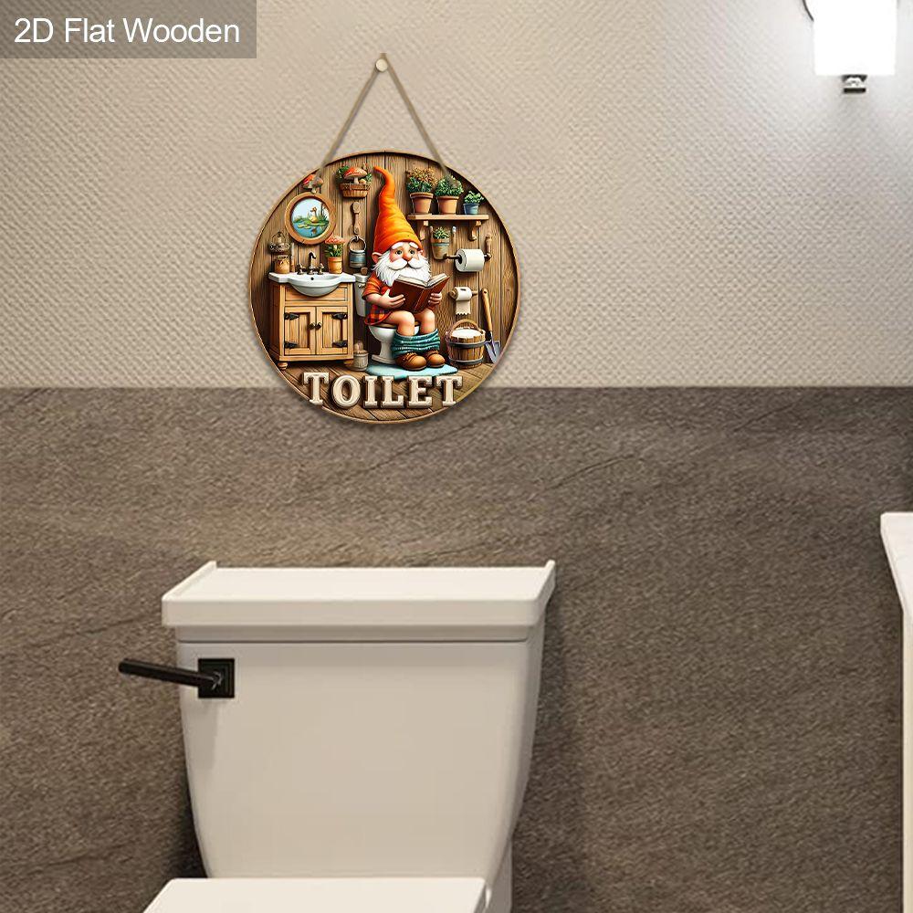 Interesting toilet decoration, wooden hanging decorative signs, bathroom wall or door decoration, 2D graphic products, housewarming gifts for friends