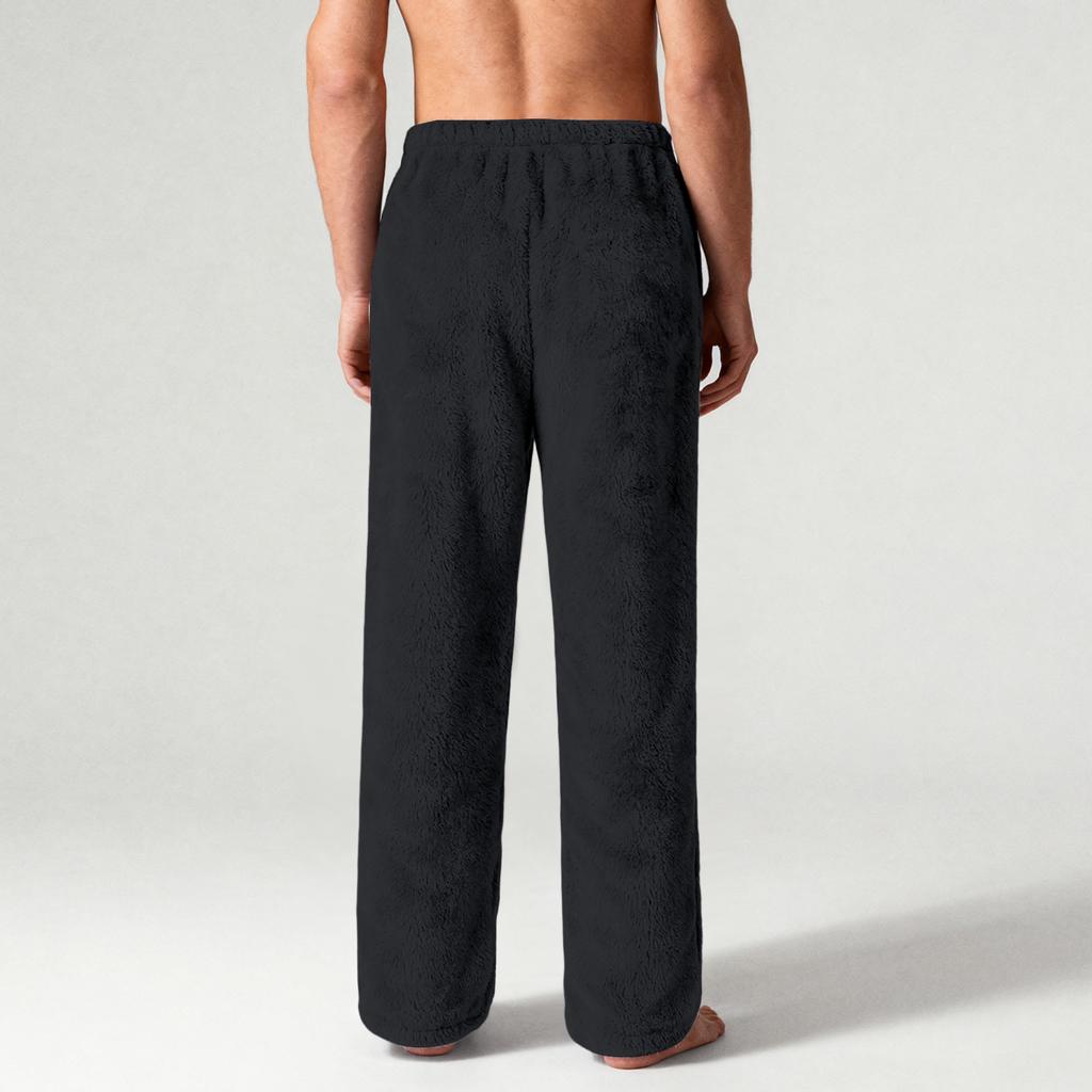 Pánské flanelové kalhoty s kapsami na stahovací šňůrku Domácí oblečení Spací kalhoty