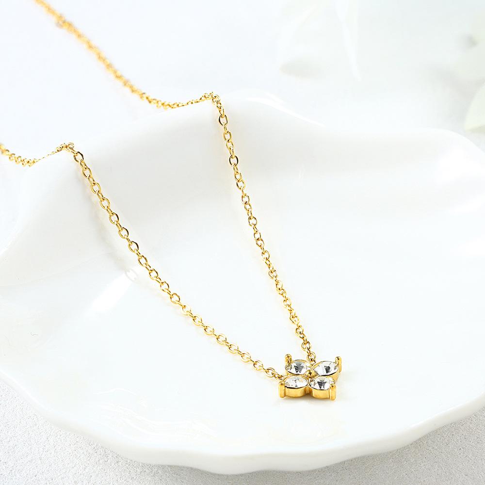 Four-leaf Clover Bracelet Necklace and Earring Set for Women Colorfast Jewelry