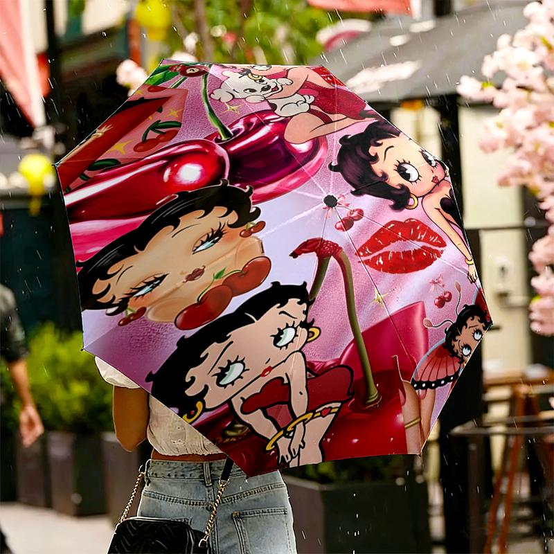 Betty Boop Print Umbrella Automatic Opening/ Closing - Portable Foldable Design - Daily use for Travel/Outdoor - Gift for Birthday