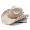 JYL TS DIY Tibetan Cowboy Hat Unisex Ethnic Western Curved Brim Felt Hat
