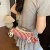 Cherry Red Plaid Crossbody Bag Canvas Denim Lace Shoulder Bag Lightweight Candy Shape Bag  Women