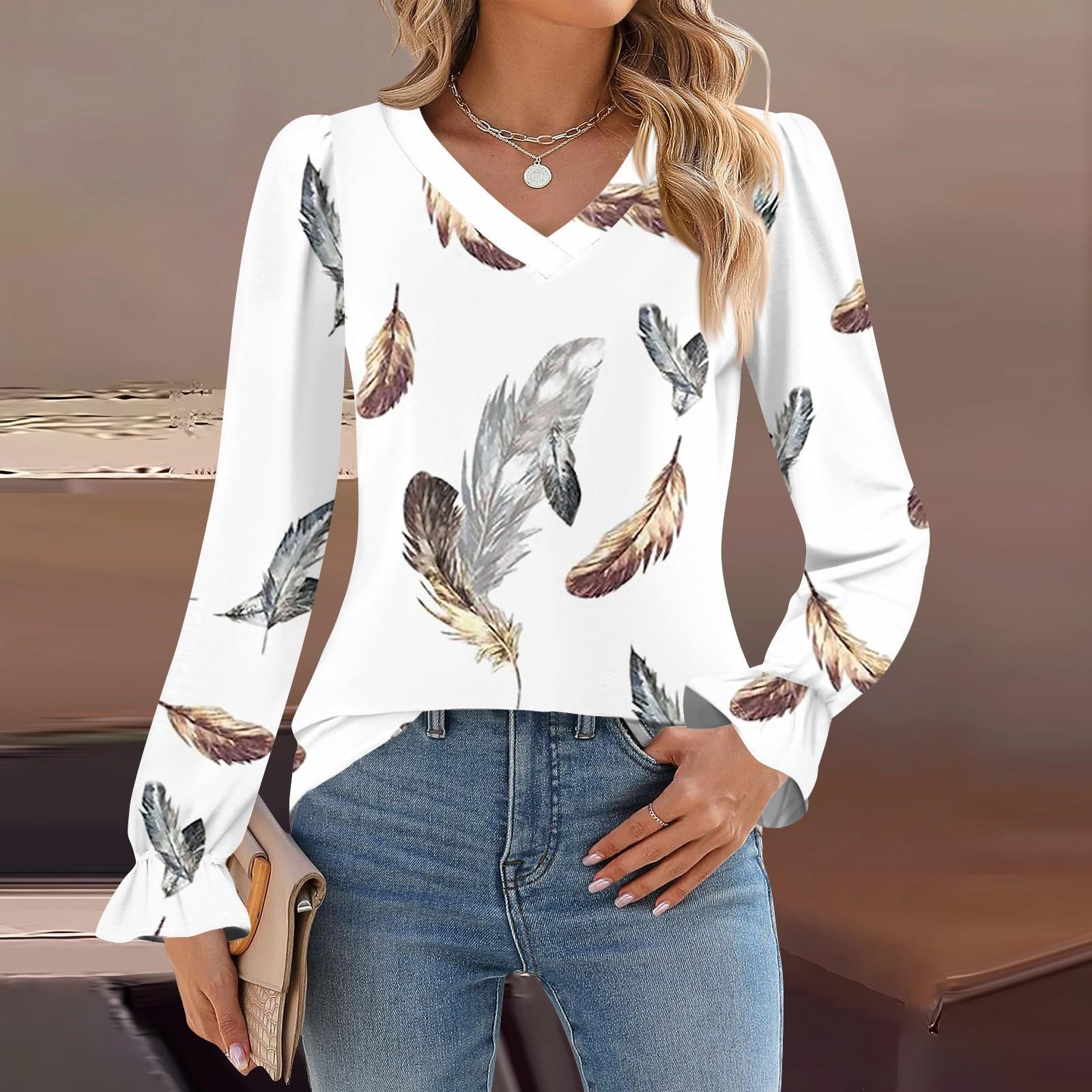 

Женский повседневный топ с длинными рукавами и полосатым принтом, с v-образным вырезом XXXL белый