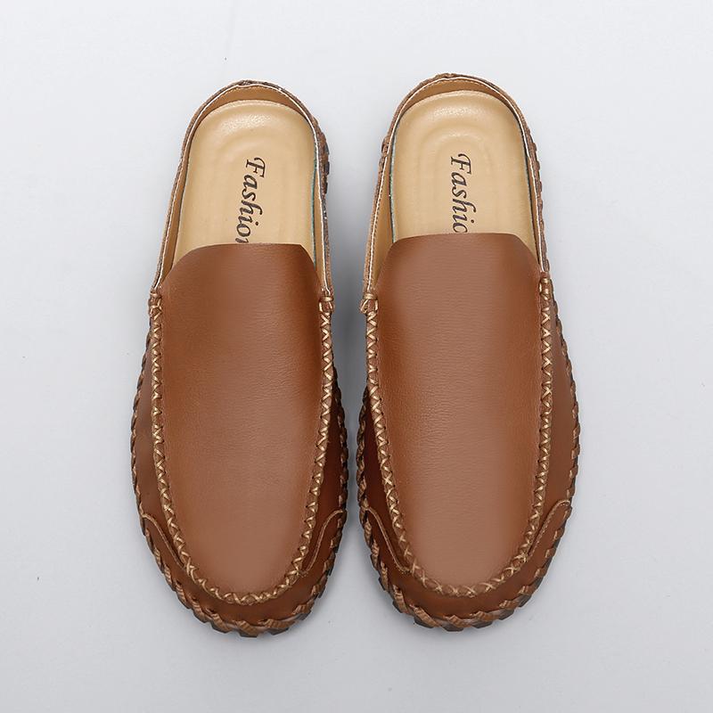 Fashion Big size38-48 Casual Leather Soft Bottom Slippers Homes Slipper Spring Fashion Men Outdoor Non-Slip Flats Designer Walking Shoes