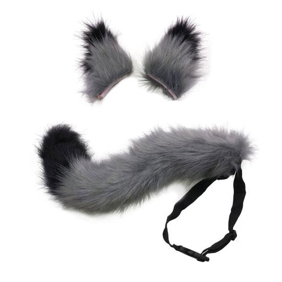 Hair Clips Cocker Tail Animal Element Adjustable Faux Fur Solid Wolf Tail