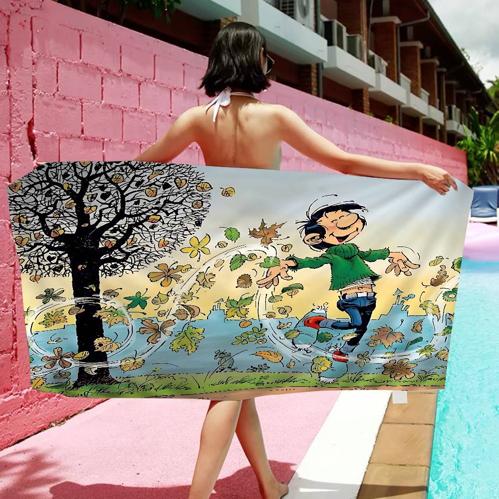 G-Gaston Lagaffe Anime Bath Towel Microfiber Soft Water Absorbing Breathable For Girl Kids Decorative Cartoon Beach Towel
