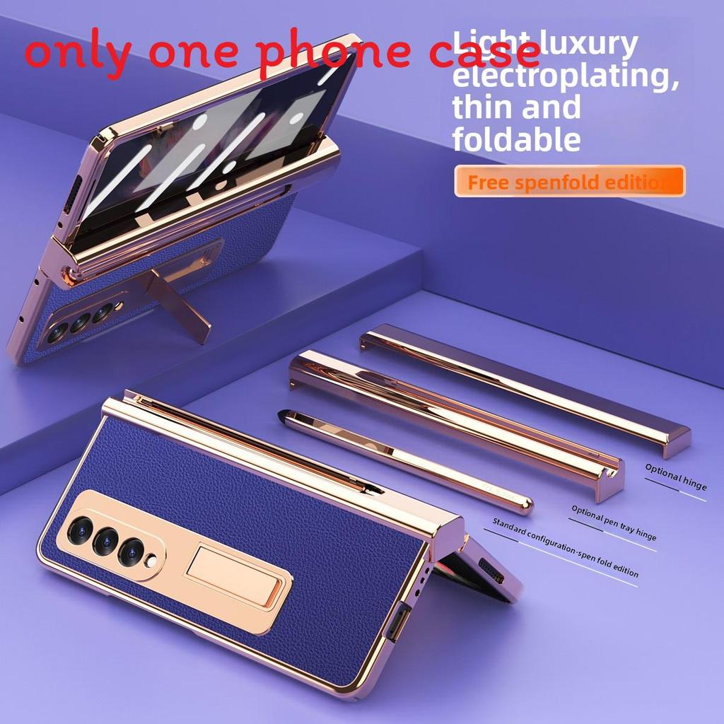 

Z Для Galaxy Fold 2 Кожаные чехлы для телефона с защитой от падений с держателем для ручки фиолетовый