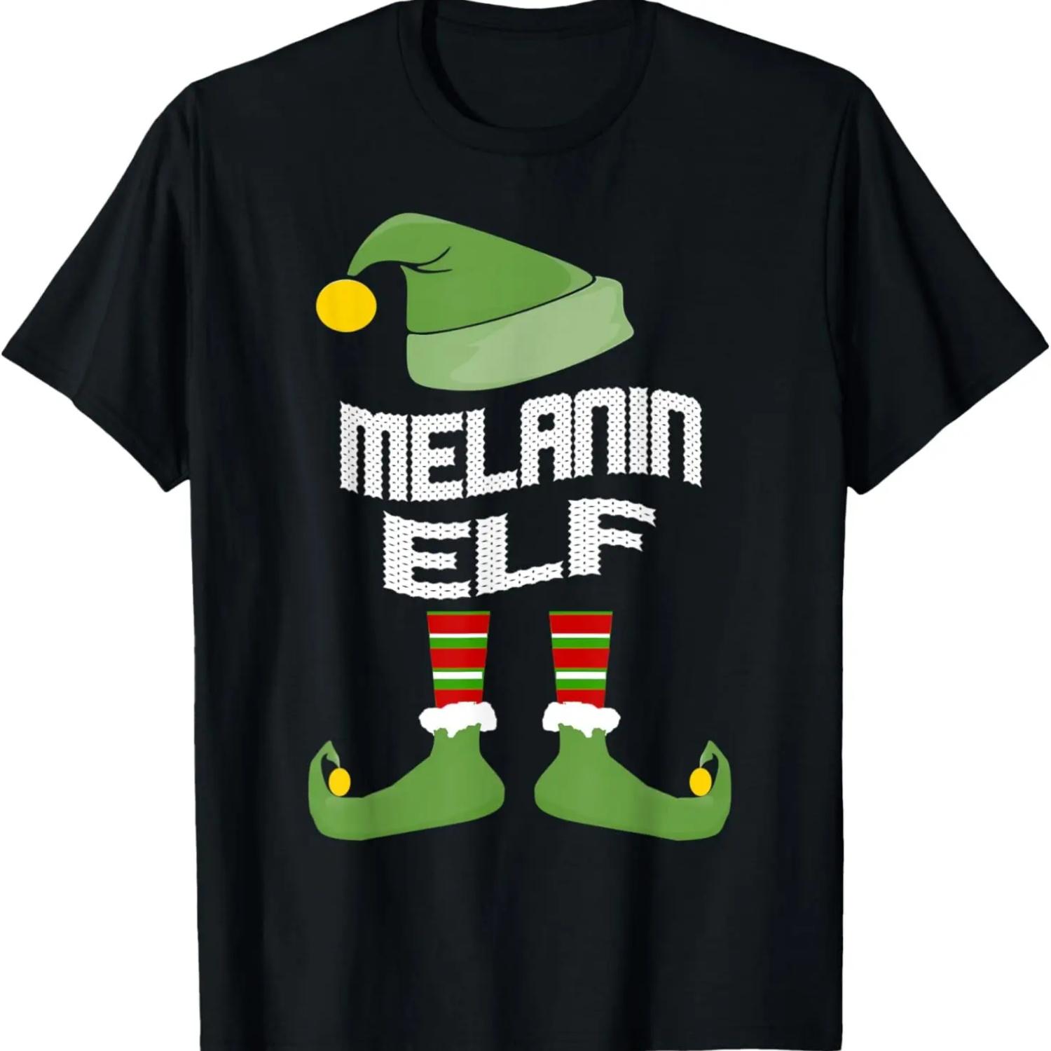 

Melanin Elf Matching Family Group African American Christmas T-Shirt S чёрный