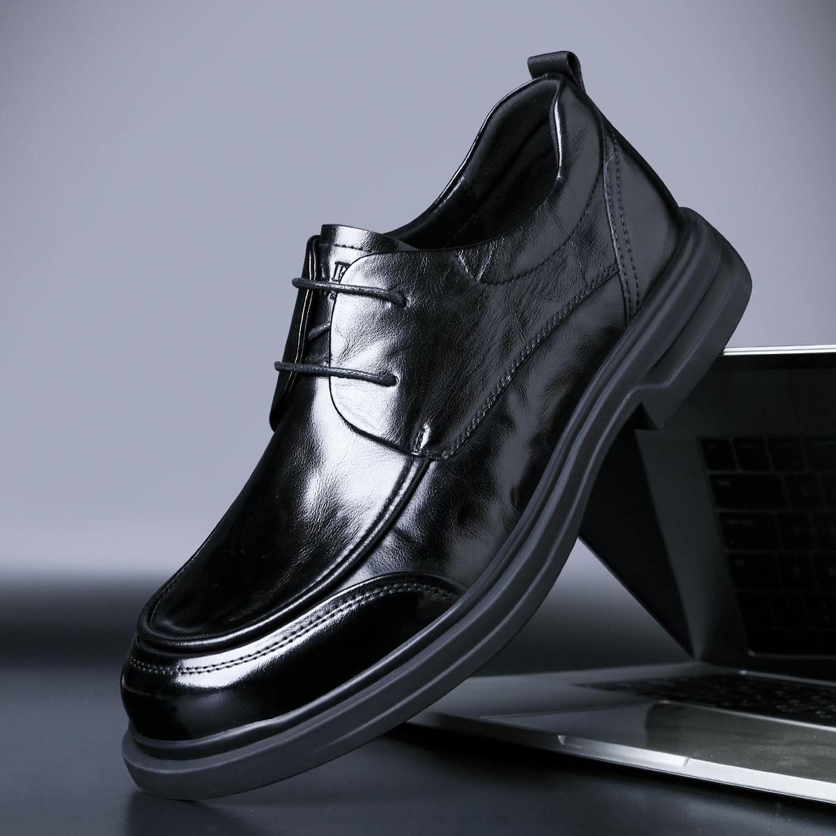 

2025 British leather shoes men s first layer cowhide men s shoes new big head wedding men s high-end business shoes black 43