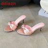 Mode Mode Schleife Elegant Damen Dünne Absätze Pumps Schuhe Luxus Damen Slipper Schuhe Runde Zehenpartie Damen High Heels Schuhe