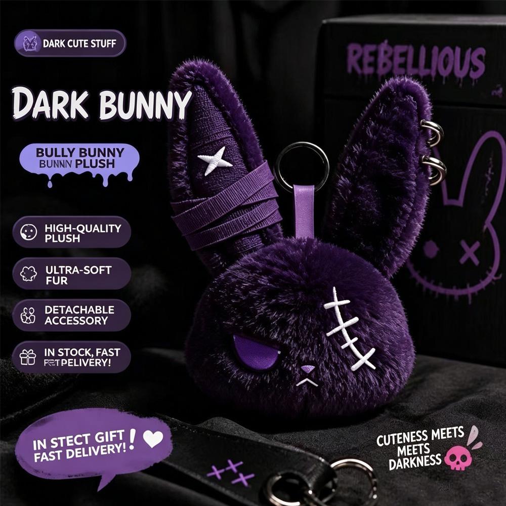 Goth Bandage Bunny Plush Keychain Stitched Scar Rabbit Bag Charm Soft Fluffy Pendant Gift For Teen Girls Backpack Decor