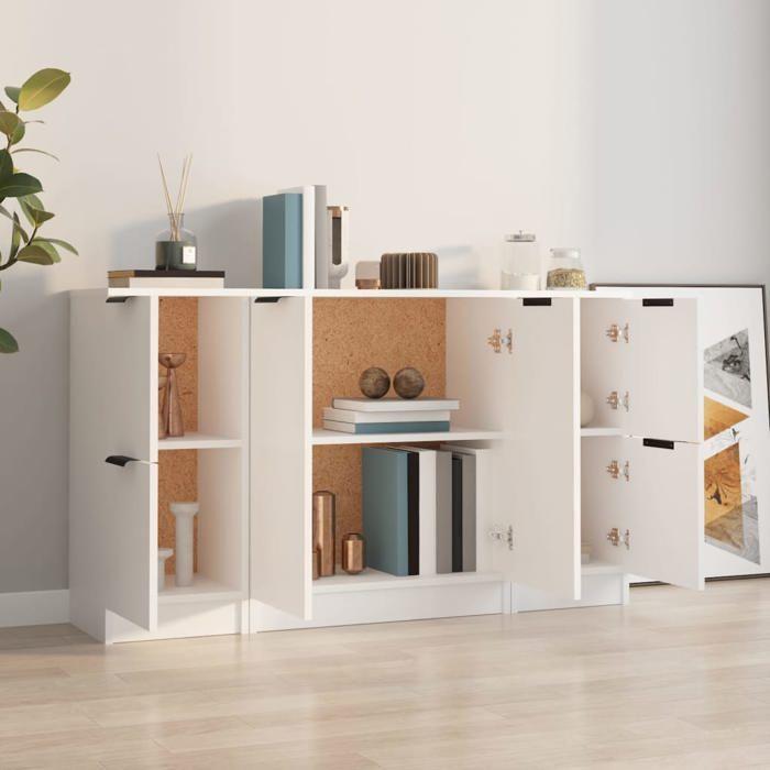 VidaXL Buffet 3 pcs, Meubles de Rangement avec Porte, Armoires de Rangement, Buffets de Salon Salle de Séjour, Moderne, 3115844