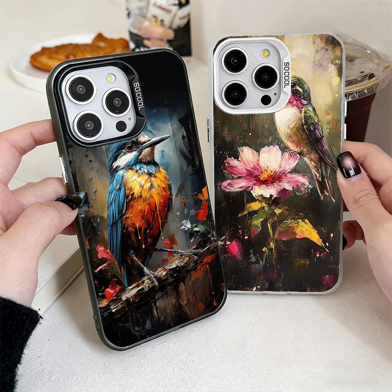 Bird Oil Painting Style Soft Phone Case for iPhone 15 16 17 Pro Max 17Air 16E 14 Plus 13 12 Mini Shockproof Cover Back Shell