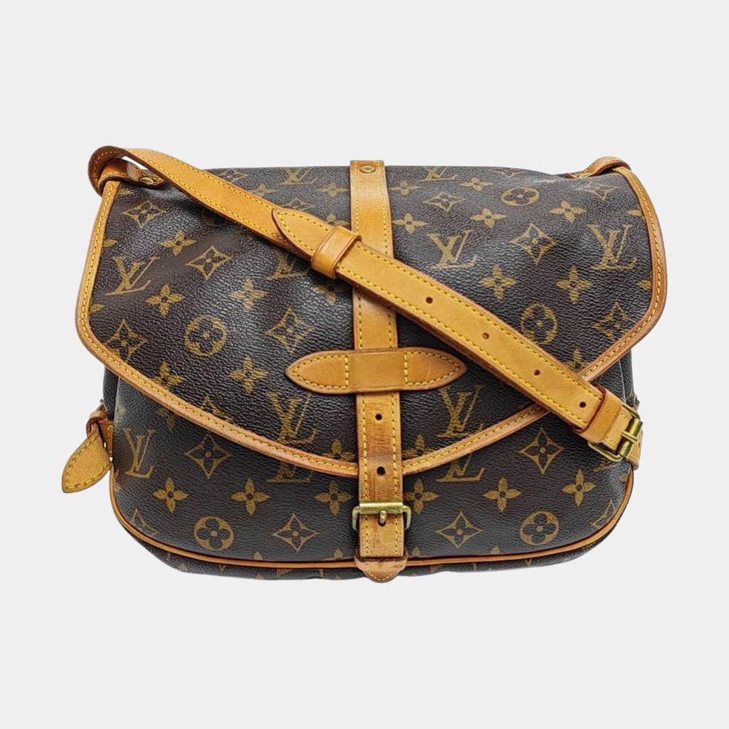 [Pre-Owned] Monogram Saumur 30 Iconic Classic Logo Print Adjustable Shoulder Strap Canvas And Leather Messenger Bag - Fair #1967VAX