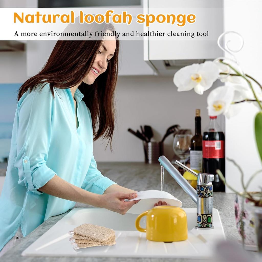 6 PCS Natural Loofah Dish Sponge,2.3 * 4,3 Inches Loofah Kitchen Sponge,Eco Sponges Kitchen,Natural Sponges for Dishes,No Damage Tableware