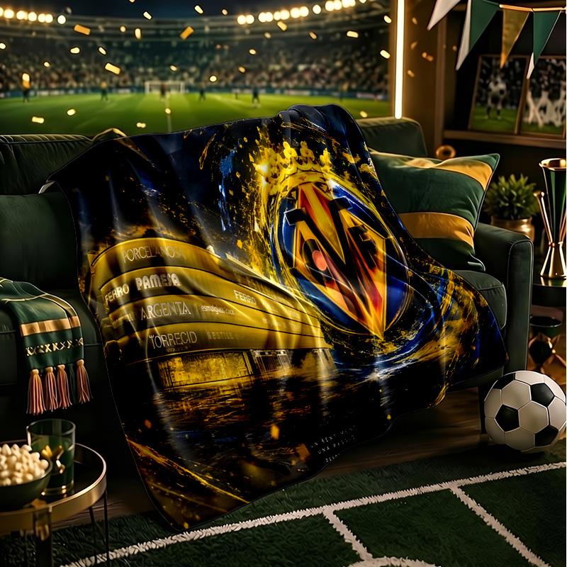 Club Vill-arreal Crest Design Throws Blanket Flannel Blankets Plush for Couch Bed Gifts for Men Women Travel picnic blanket Christmas fan gifts