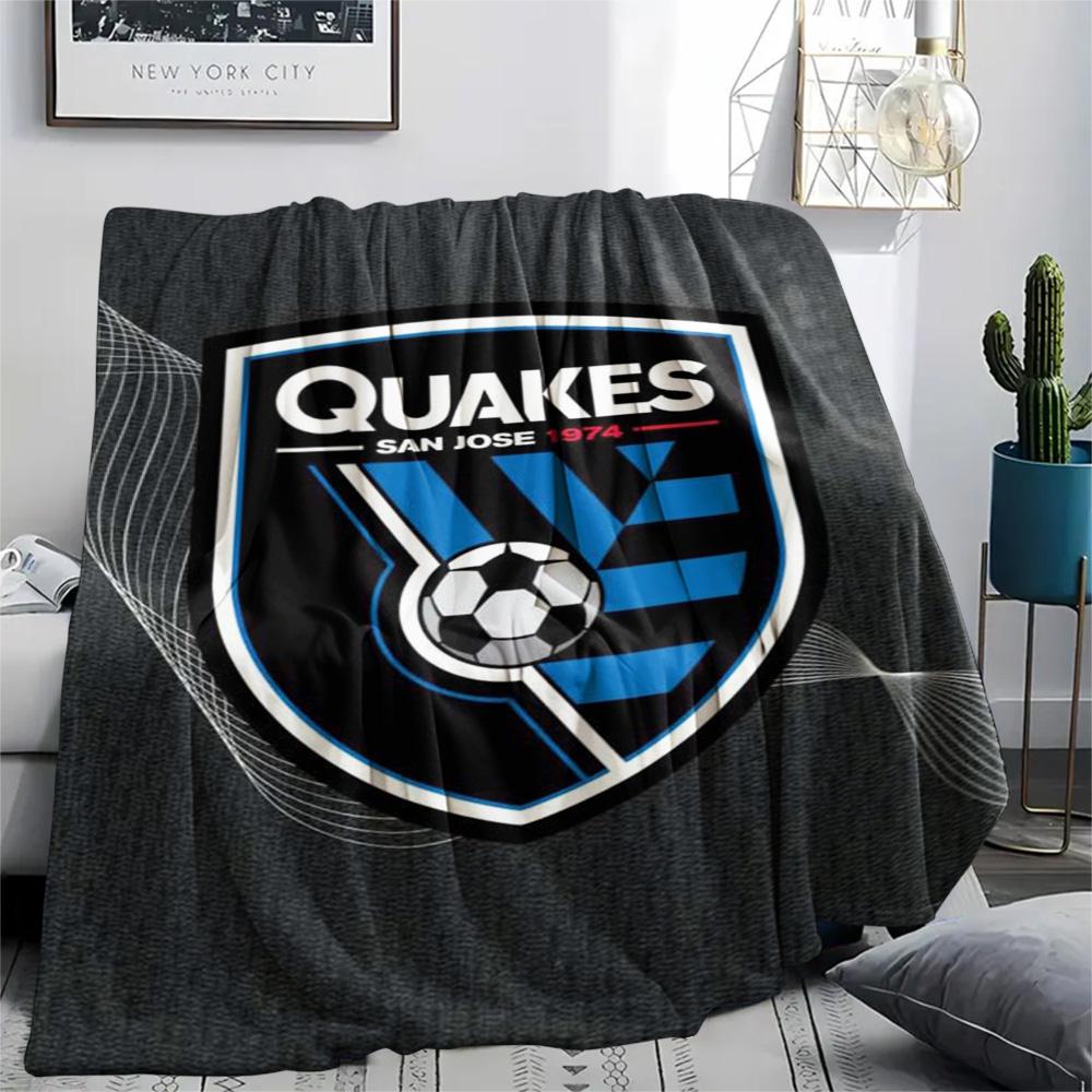1Pc San Jose Earthquakes Print Flannel Blanket High Quality Warm Comfortable Cover for All Seasons Perfect for Gifts Home Decor