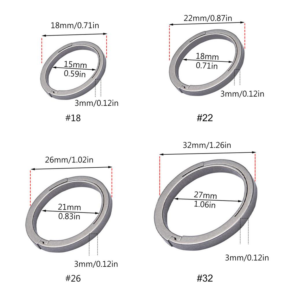 Portable Titanium Flat Keychain Rings Split Side Pushing Key Rings Heavy Duty Key Rings for Dog Tag Easy to Use